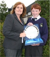 Seán pictured with his teacher Mary Galbraith.
