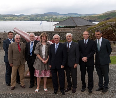 Ulster Community Investment Trust (Irl) board members assembled at the Trust's first project in the Republic - Fort Dunree Military Museum, Buncrana. From left Seamus O�Prey, Jim Malone, Michael McGarrigle, Helen Matthews, Dermot McGale, Kevin Helferty, Brian Howe and Andrew Ward.