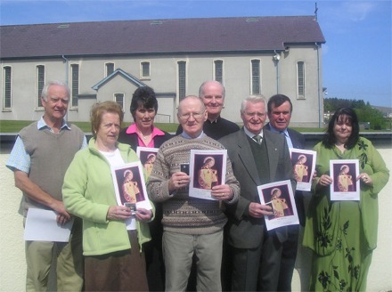 Pioneers in Muff pictured from left are Billy Smith, Patricia Butler, Mary Harkin, John Coyle, Patrick McCarron, Liam Harkin and Helen McReynolds. Also in the photo is parish priest Fr John Farren.