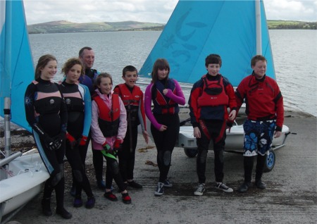 Commodore of Lough Swilly Yacht Club, Paul McSorley launching the club’s new Pico dinghies along with some of the young members at the Open Day in Fahan over the May Bank Holiday.