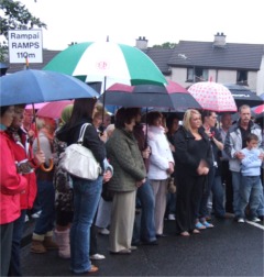 Some of the large crowd in Buncrana’s Knockalla Drive on Friday night.